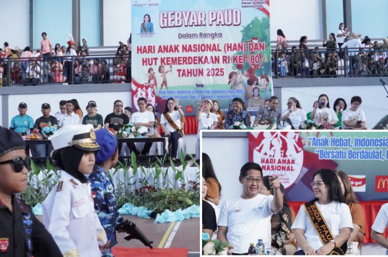 Meriah, Gebyar Paud Dirangkaikan Dengan Hari Anak Nasional dan HUT ke-80 Kemerdekaan RI di Kota Bitung