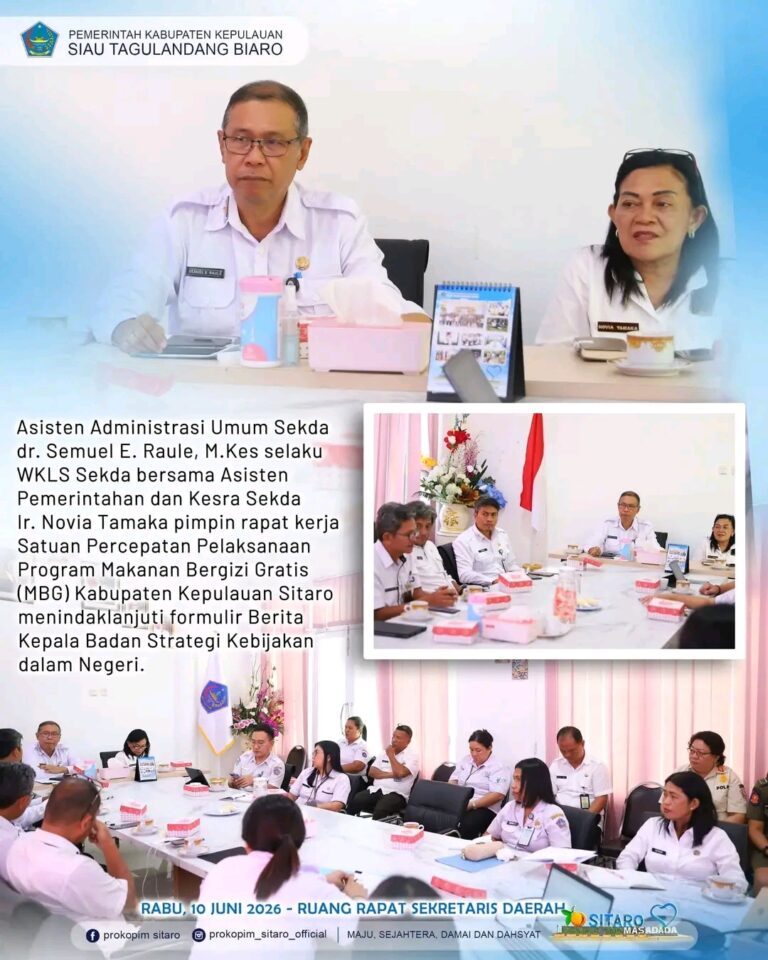 Rapat Kerja Satuan Percepatan Pelaksanaan Program MBG Kabupaten Kepulauan Sitaro