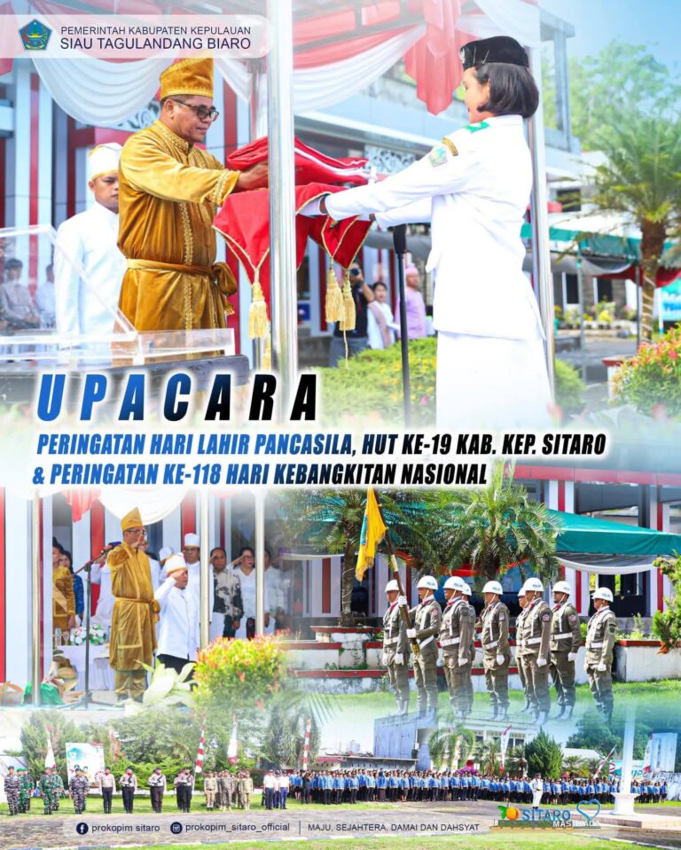 Pimpin Upacara Momentum Nasional dan Daerah, Plt Bupati Sitaro Tekankan Persatuan dan Semangat Generasi Muda.