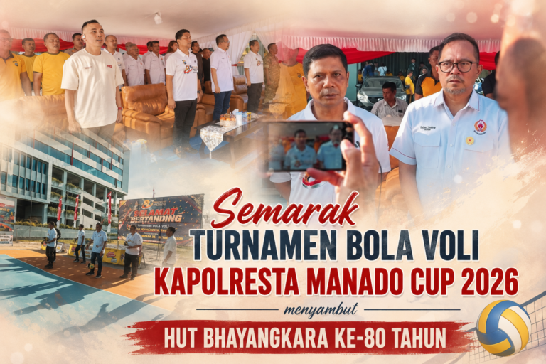 Dampingi Wakil Wali Kota, Kadis Bonix Hadiri Pembukaan Kejuaraan Bola Voli Kapolresta Manado Cup 2026-HUT Bhayangkara ke 80 Tahun