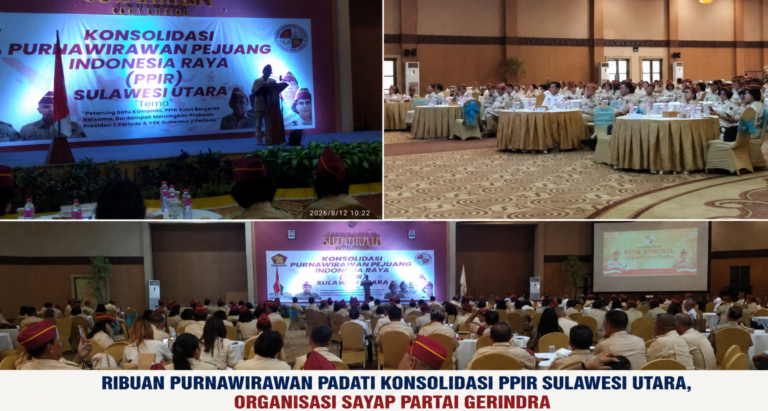 Dihadiri Ketum Letjen TNI Purn Musa Bangun, Ribuan Purnawirawan Gelar Konsolidasi PPIR Perkuat Gerindra Sulut Menuju Pemilu 2029
